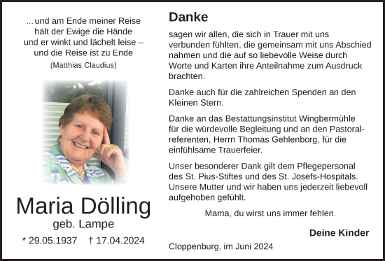 Anzeige von Maria Dölling von OM-Medien