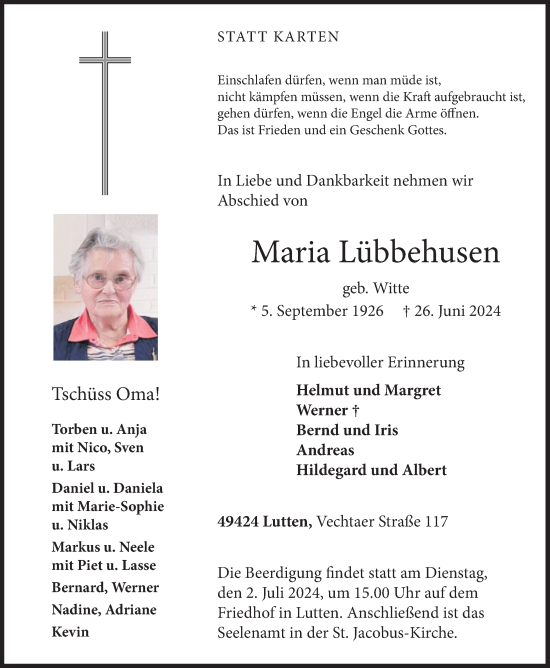 Anzeige von Maria Lübbehusen von OM-Medien