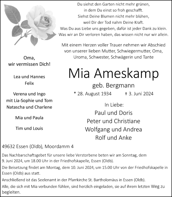 Anzeige von Mia Ameskamp von OM-Medien