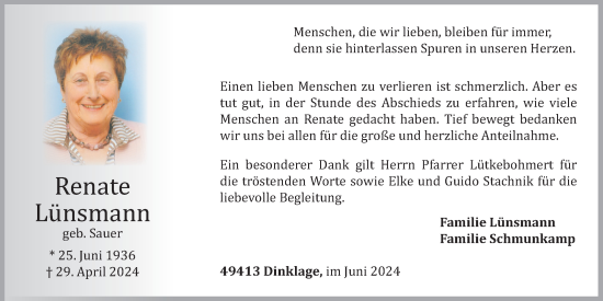 Anzeige von Renate Lünsmann von OM-Medien