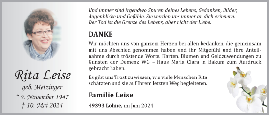 Anzeige von Rita Leise von OM-Medien