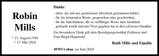 Anzeige von Robin Mills von OM-Medien