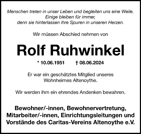 Anzeige von Rolf Ruhwinkel von OM-Medien