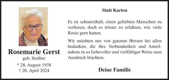 Anzeige von Rosemarie Gerst von OM-Medien