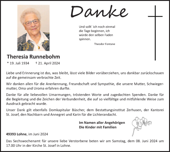Anzeige von Theresia Runnebohm von OM-Medien