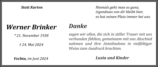 Anzeige von Werner Brinker von OM-Medien