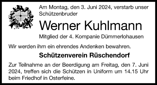 Anzeige von Werner Kuhlmann von OM-Medien