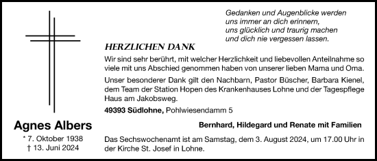 Anzeige von Agnes Albers von OM-Medien