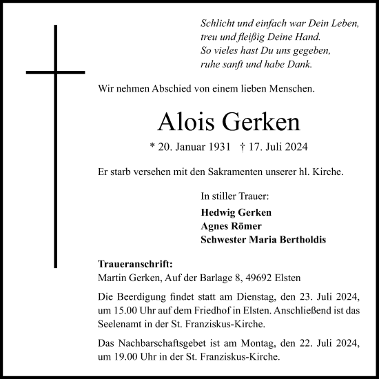 Anzeige von Alois Gerken von OM-Medien