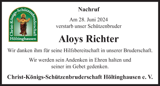 Anzeige von Aloys Richter von OM-Medien