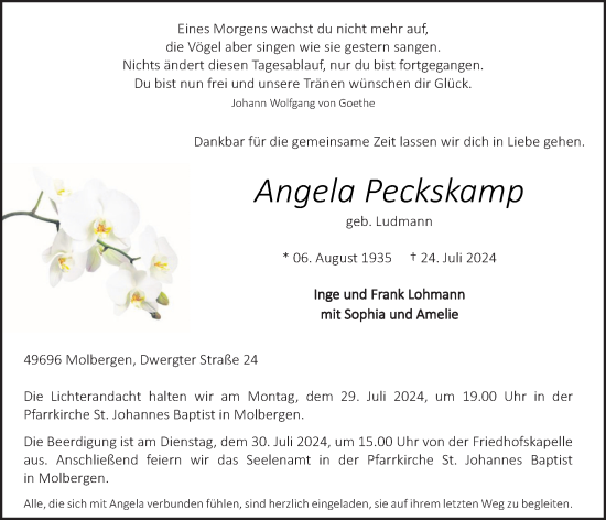 Anzeige von Angela Peckskamp von OM-Medien