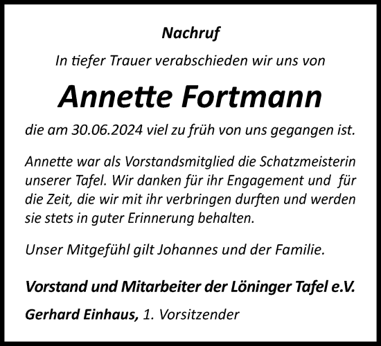 Anzeige von Annette Fortmann von OM-Medien