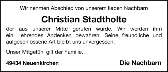 Anzeige von Christian Stadtholte von OM-Medien