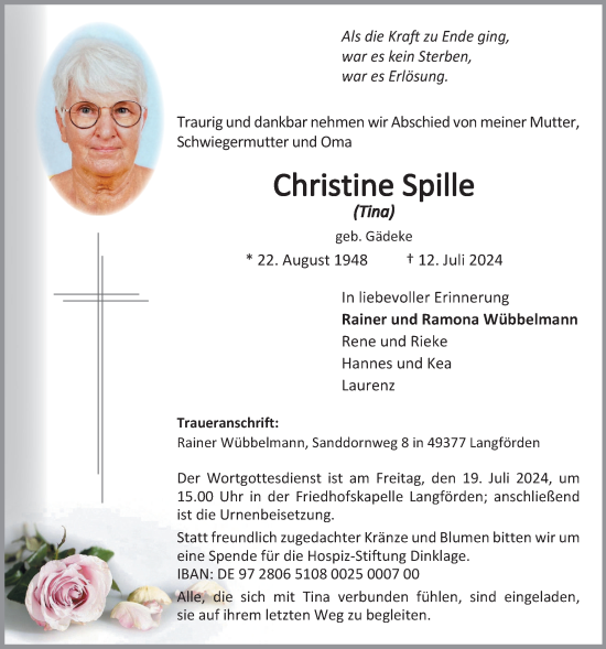 Anzeige von Christine Spille von OM-Medien