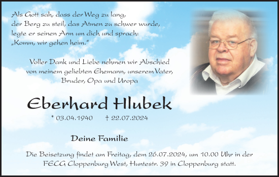 Anzeige von Eberhard Hlubek von OM-Medien