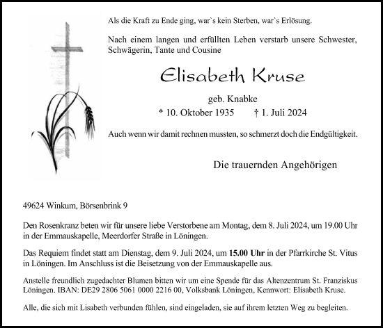 Anzeige von Elisabeth Kruse von OM-Medien