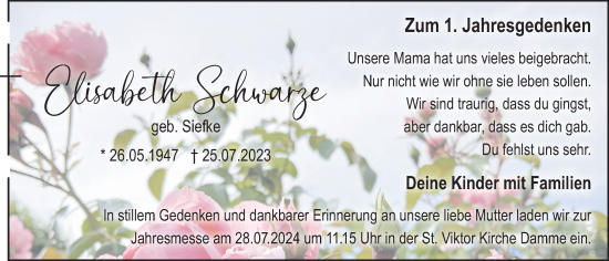 Anzeige von Elisabeth Schwarze von OM-Medien