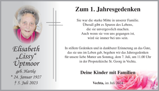 Anzeige von Elisabeth Uptmoor von OM-Medien