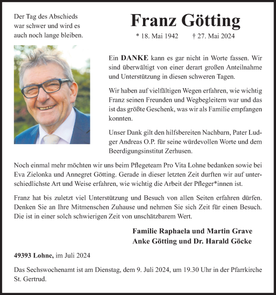 Anzeige von Franz Götting von OM-Medien