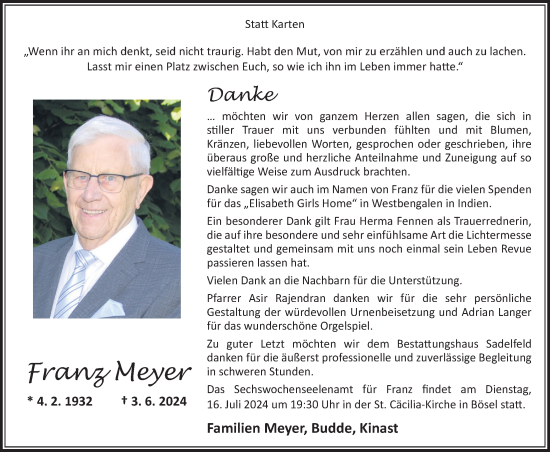 Anzeige von Franz Meyer von OM-Medien