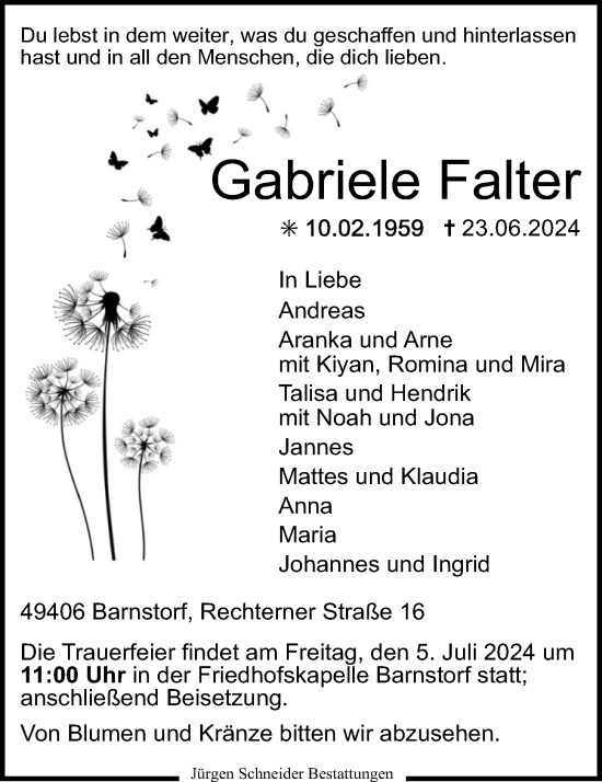 Anzeige von Gabriele Falter von OM-Medien