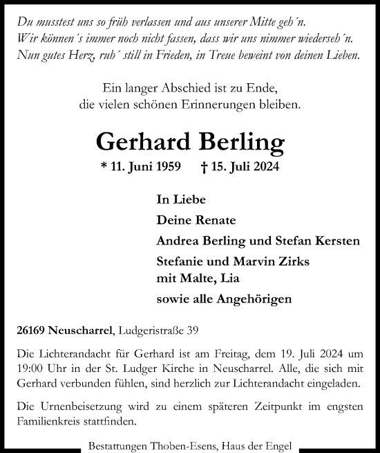 Anzeige von Gerhard Berling von OM-Medien
