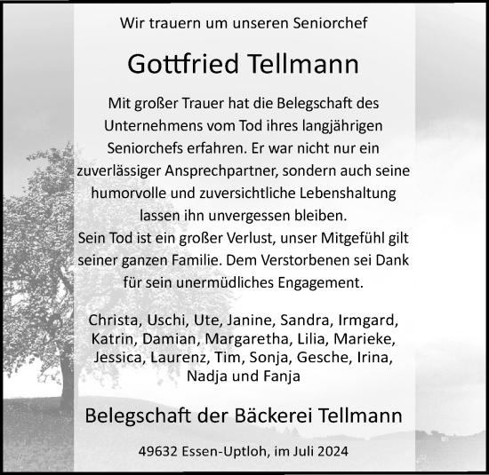 Anzeige von Gottfried Tellmann von OM-Medien