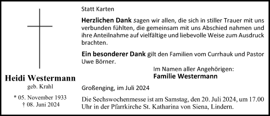 Anzeige von Heidi Westermann von OM-Medien