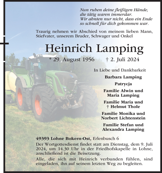 Anzeige von Heinrich Lamping von OM-Medien
