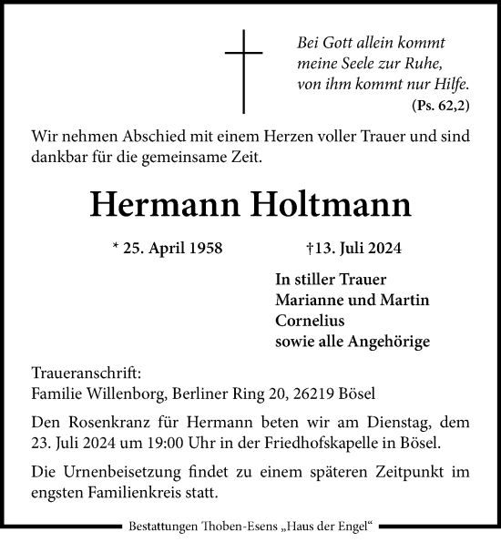 Anzeige von Hermann Holtmann von OM-Medien