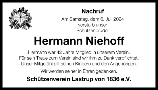 Anzeige von Hermann Niehoff von OM-Medien