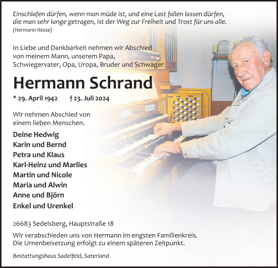 Anzeige von Hermann Schrand von OM-Medien