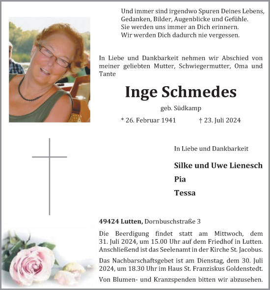 Anzeige von Inge Schmedes von OM-Medien