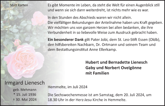 Anzeige von Irmgard Lienesch von OM-Medien
