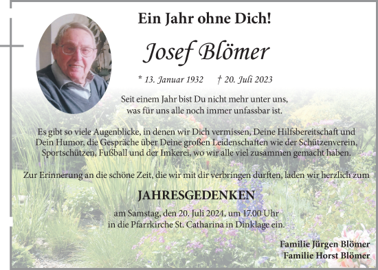 Anzeige von Josef Blömer von OM-Medien