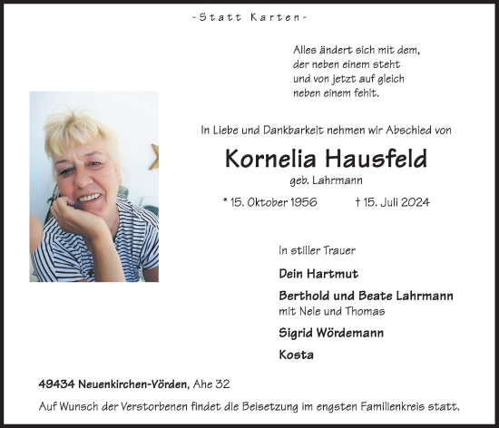 Anzeige von Kornelia Hausfeld von OM-Medien