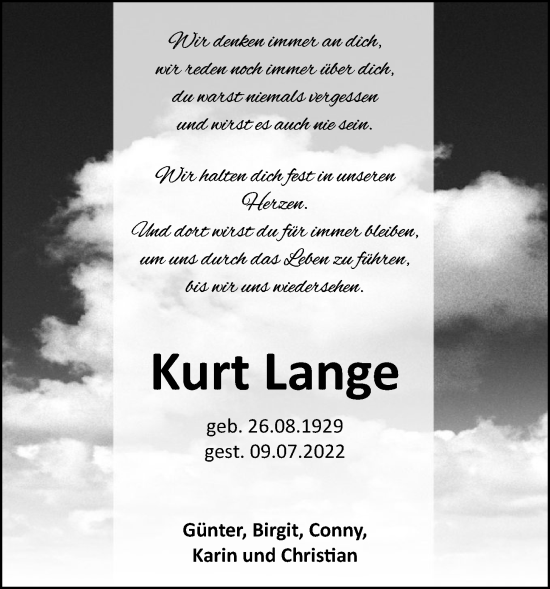 Anzeige von Kurt Lange von OM-Medien