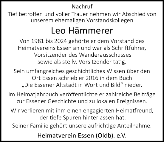 Anzeige von Leo Hämmerer von OM-Medien