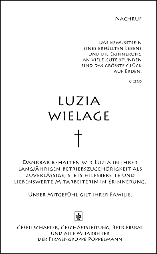 Anzeige von Luzia Wielage von OM-Medien