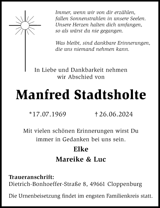 Anzeige von Manfred Stadtsholte von OM-Medien