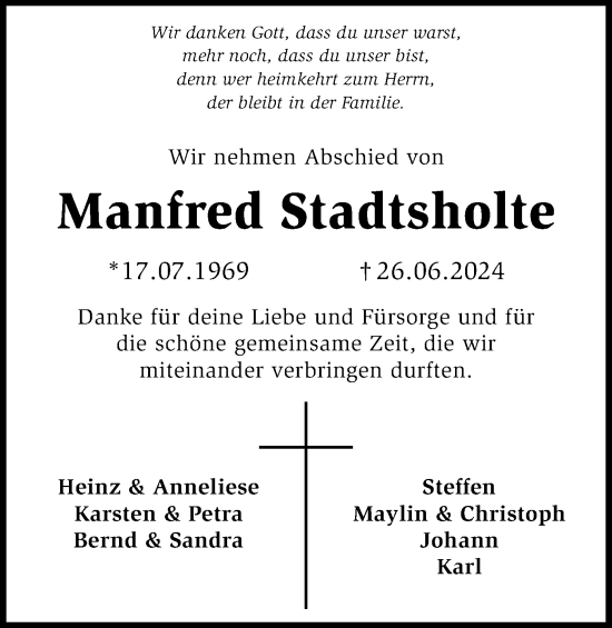 Anzeige von Manfred Stadtsholte von OM-Medien