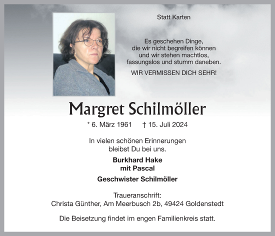 Anzeige von Margret Schilmöller von OM-Medien