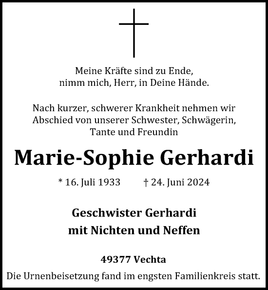 Anzeige von Marie-Sophie Gerhardi von OM-Medien