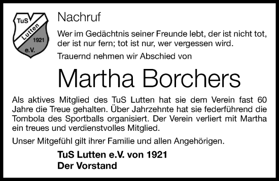Anzeige von Martha Borchers von OM-Medien