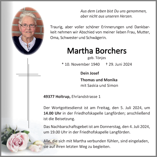 Anzeige von Martha Borchers von OM-Medien