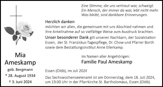 Anzeige von Mia Ameskamp von OM-Medien