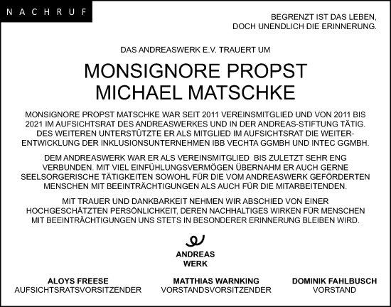 Anzeige von Michael Matschke von OM-Medien