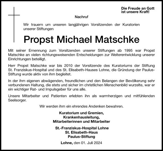 Anzeige von Michael Matschke von OM-Medien