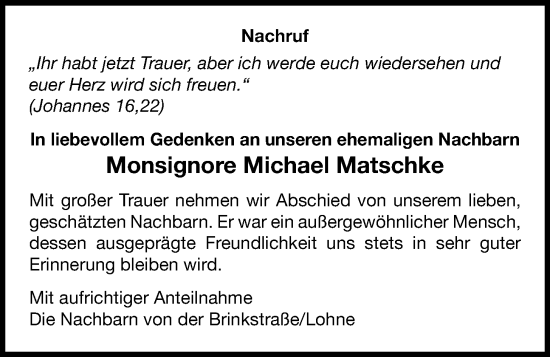 Anzeige von Michael Matschke von OM-Medien