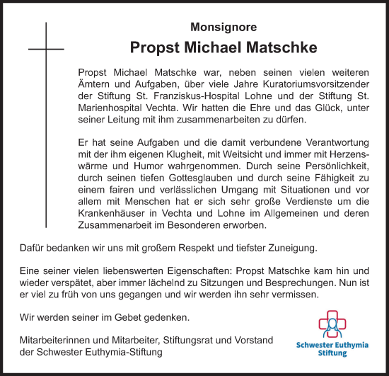 Anzeige von Michael Matschke von OM-Medien